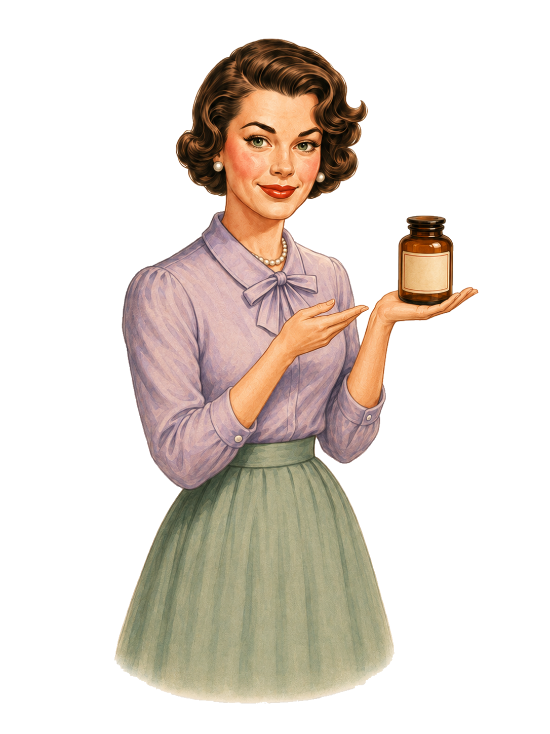Hedwig holding up an amber apothecary jar.