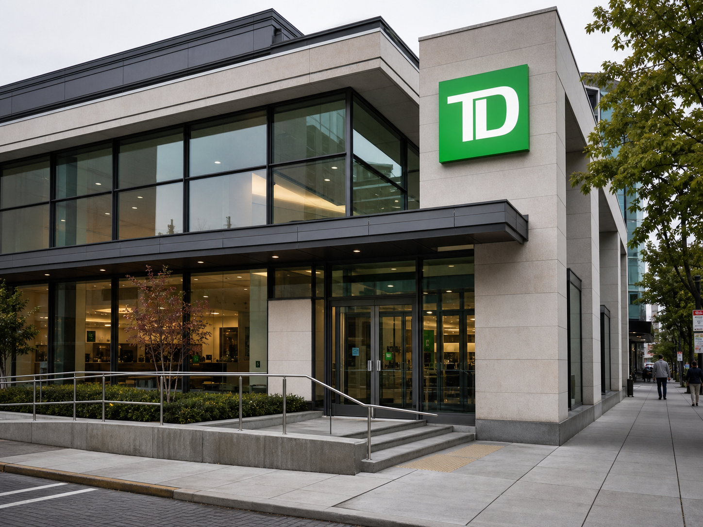 Modern accessible TD bank branch representing domestic wire origination across the branch network